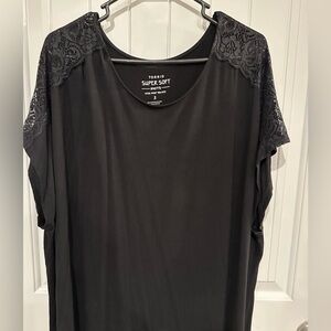 Torrid Black Lace Sleeve Blouse